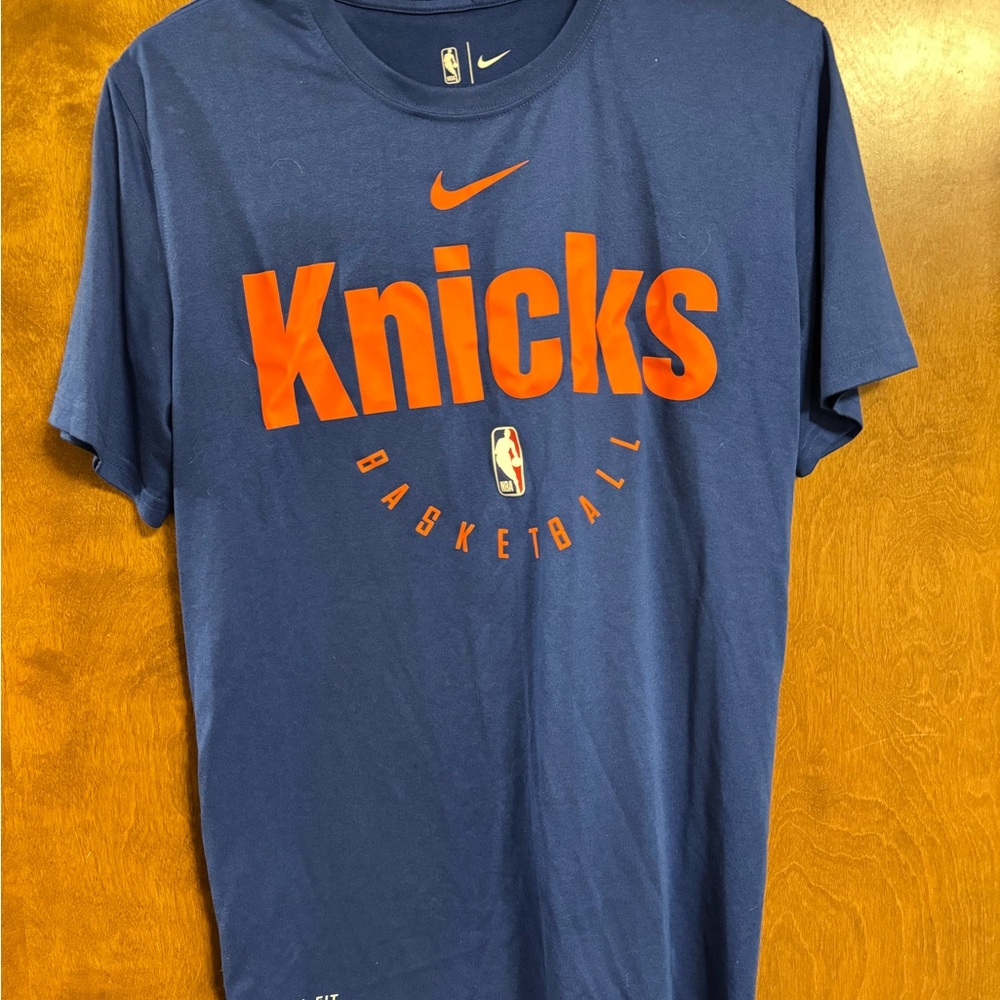 Nike Blue and Orange Knicks Basketball Tee